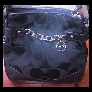 Real Coach Purse with Leather and Silver Accents